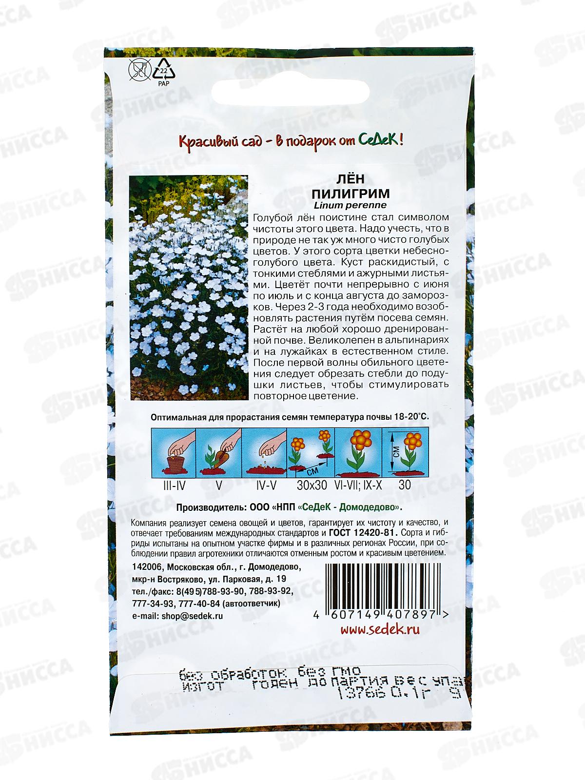 Лён Пилигрим (многолетняя, нежно-голубой) (Евро, 0,1) СеДек *10 +