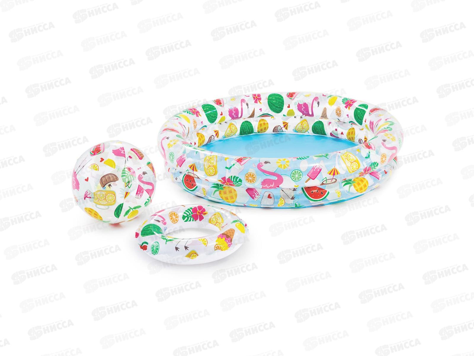 Бассейн 59460 (122х25) с кругом и мячом в пакете  INTEX  *12