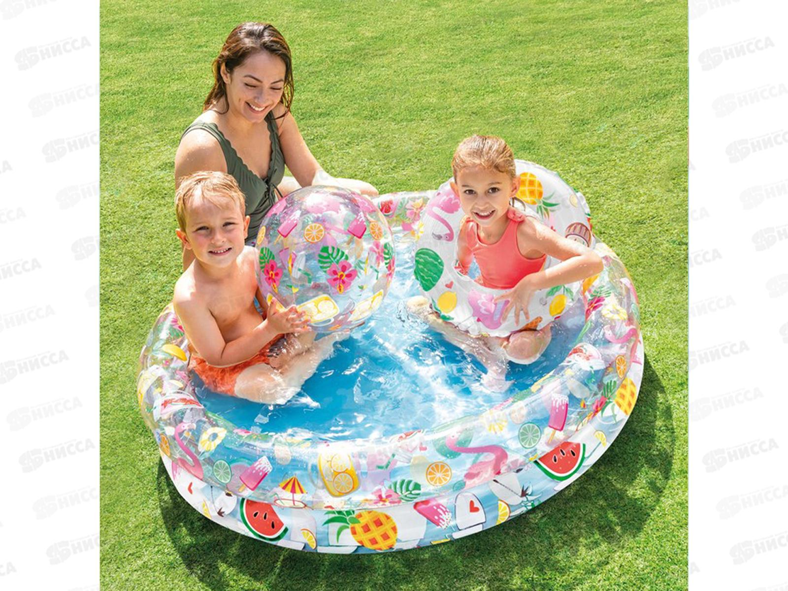 Бассейн 59460 (122х25) с кругом и мячом в пакете  INTEX  *12