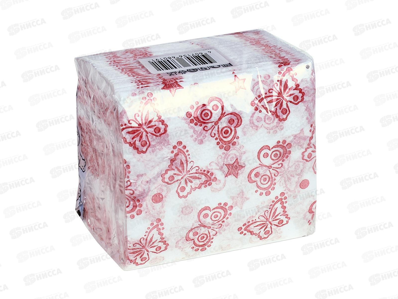 Салфетки ДУЭТ 100шт бабочка красные *50