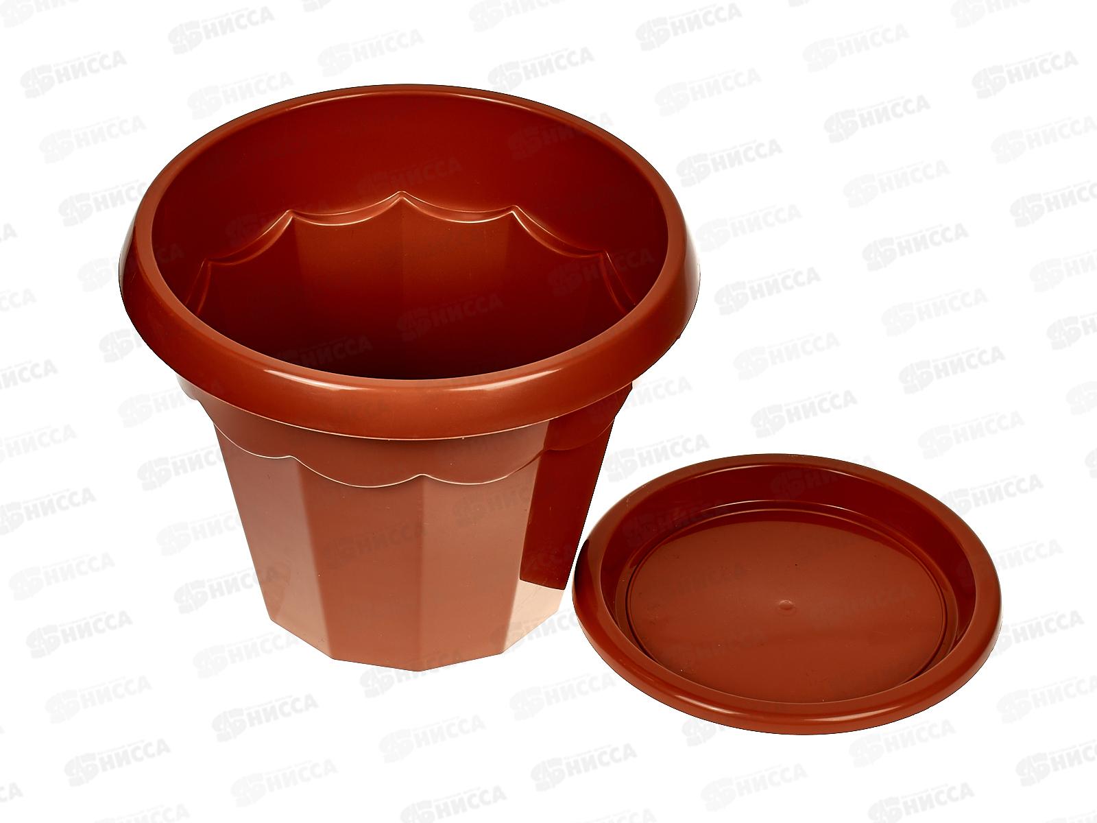 Горшок цветочный  &quotГармония&quot 2,5л с поддоном (коричневый ) *30 М1575