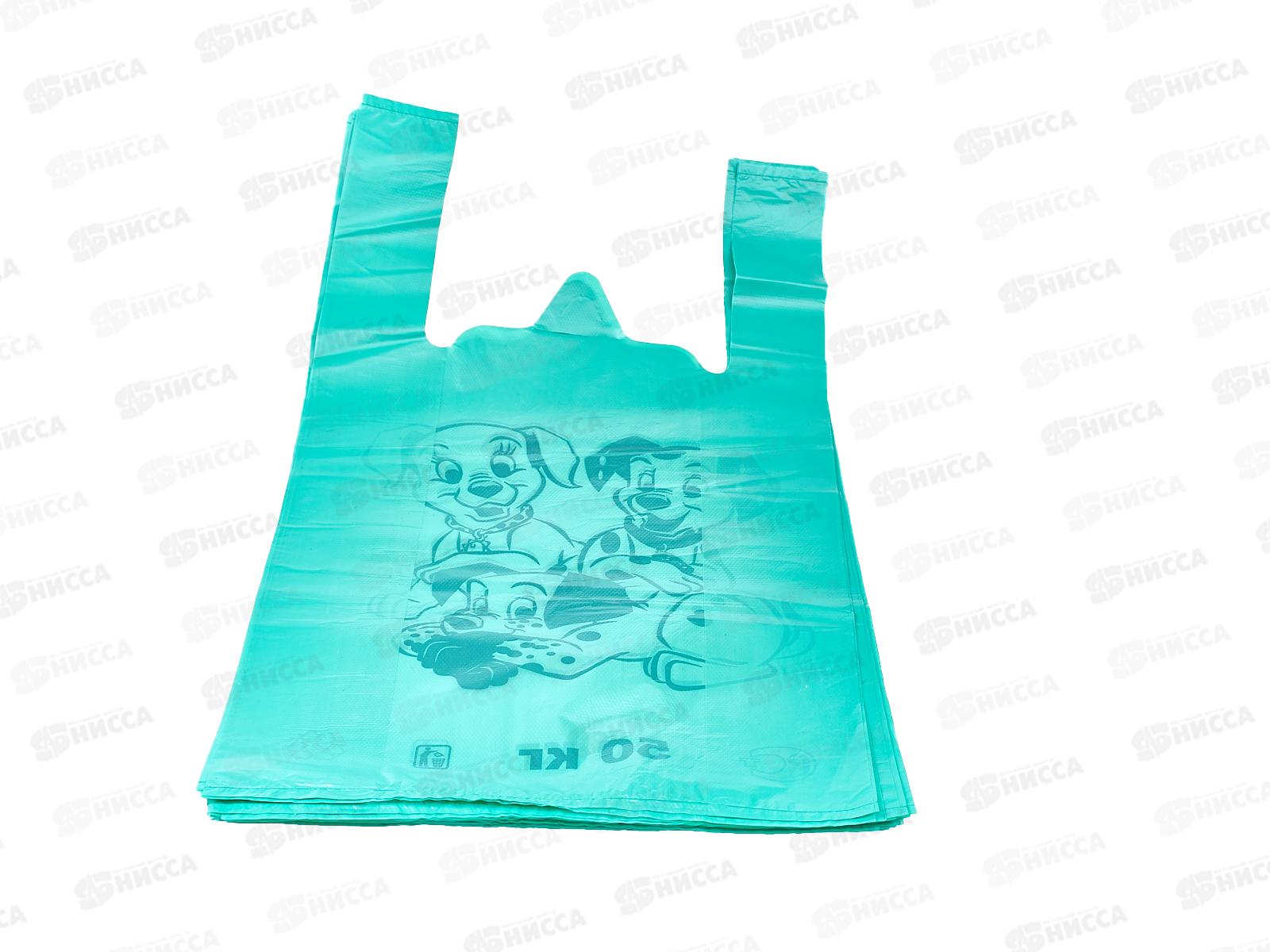 Пакет майка ПНД 30*55*30мкм Далматины зеленые *50/1000