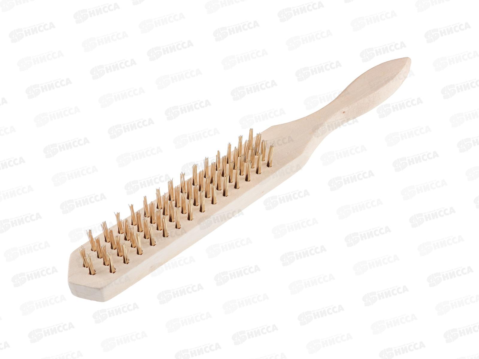 Щетка металлическая с деревянной ручкой 4-х рядная   г 656-064