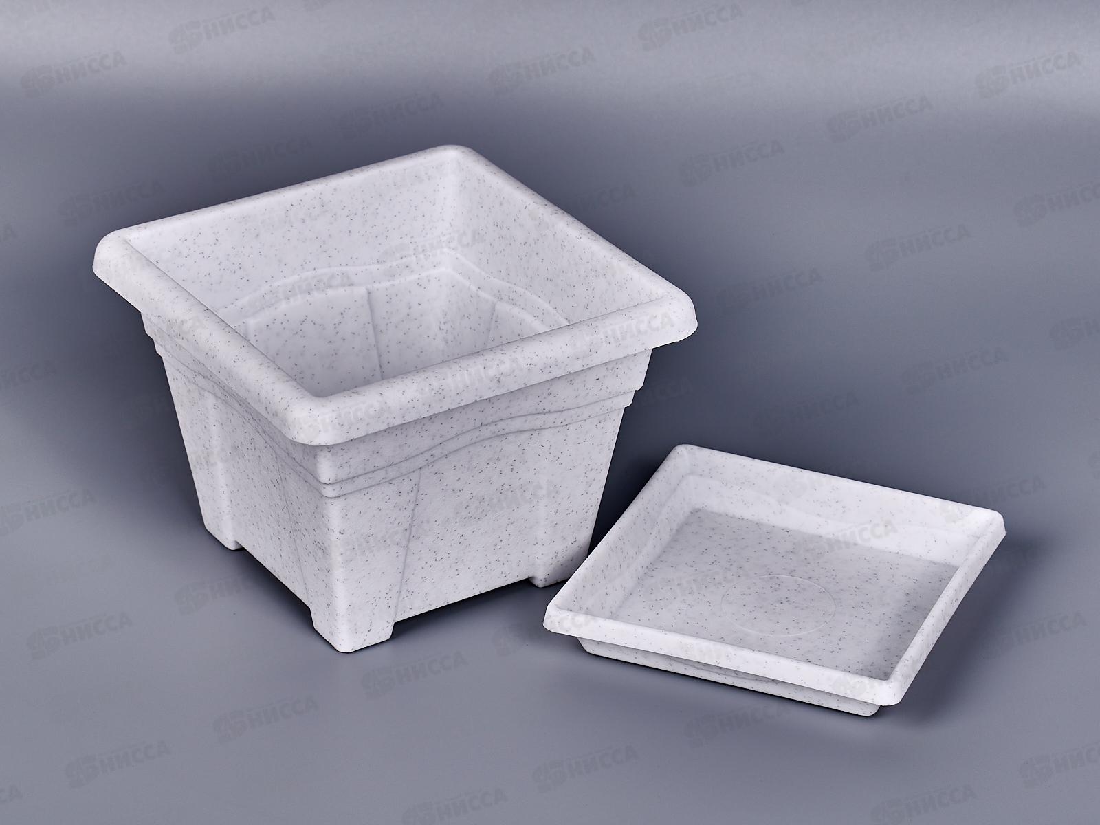 Горшок Квадро-0,63л Мрамор с поддоном  160 М АВ *50