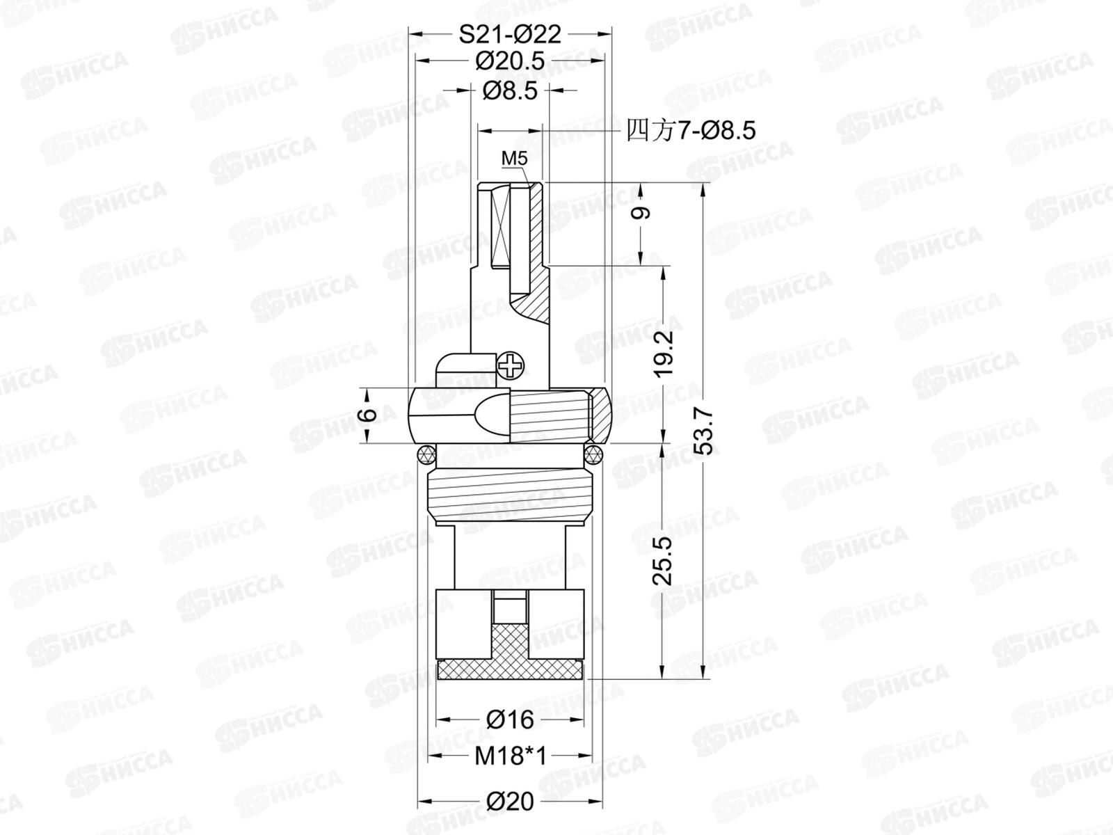 Кран-букса 18*1 керамический  (Рос) 033 *50 575-853 г