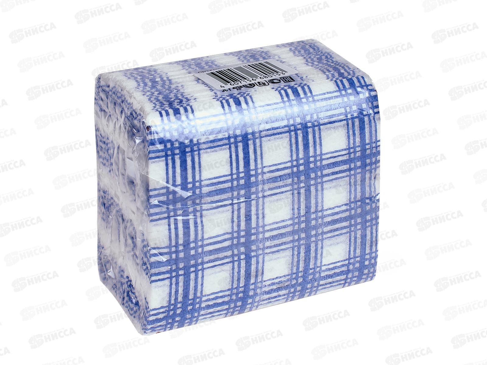 Салфетки ДУЭТ 100шт клетка синяя *50