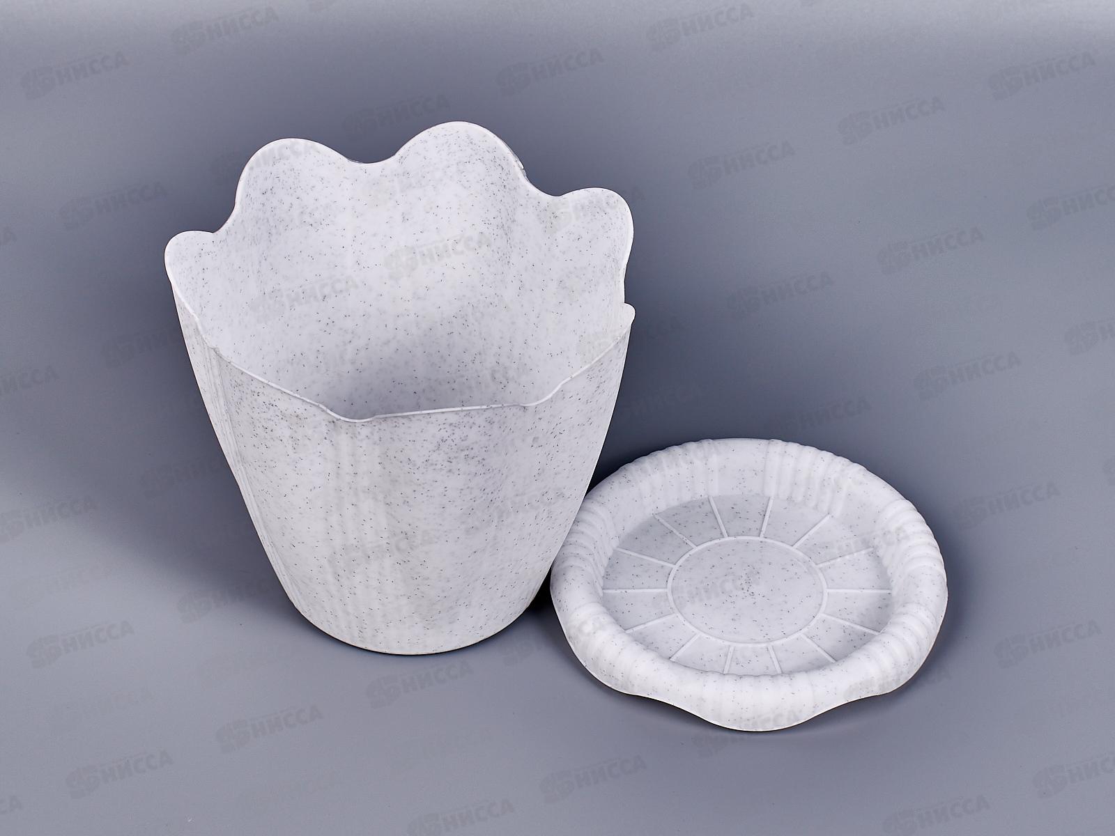 Горшок Эдельвейс-0,65л Мрамор 12см с поддоном  С190М *36