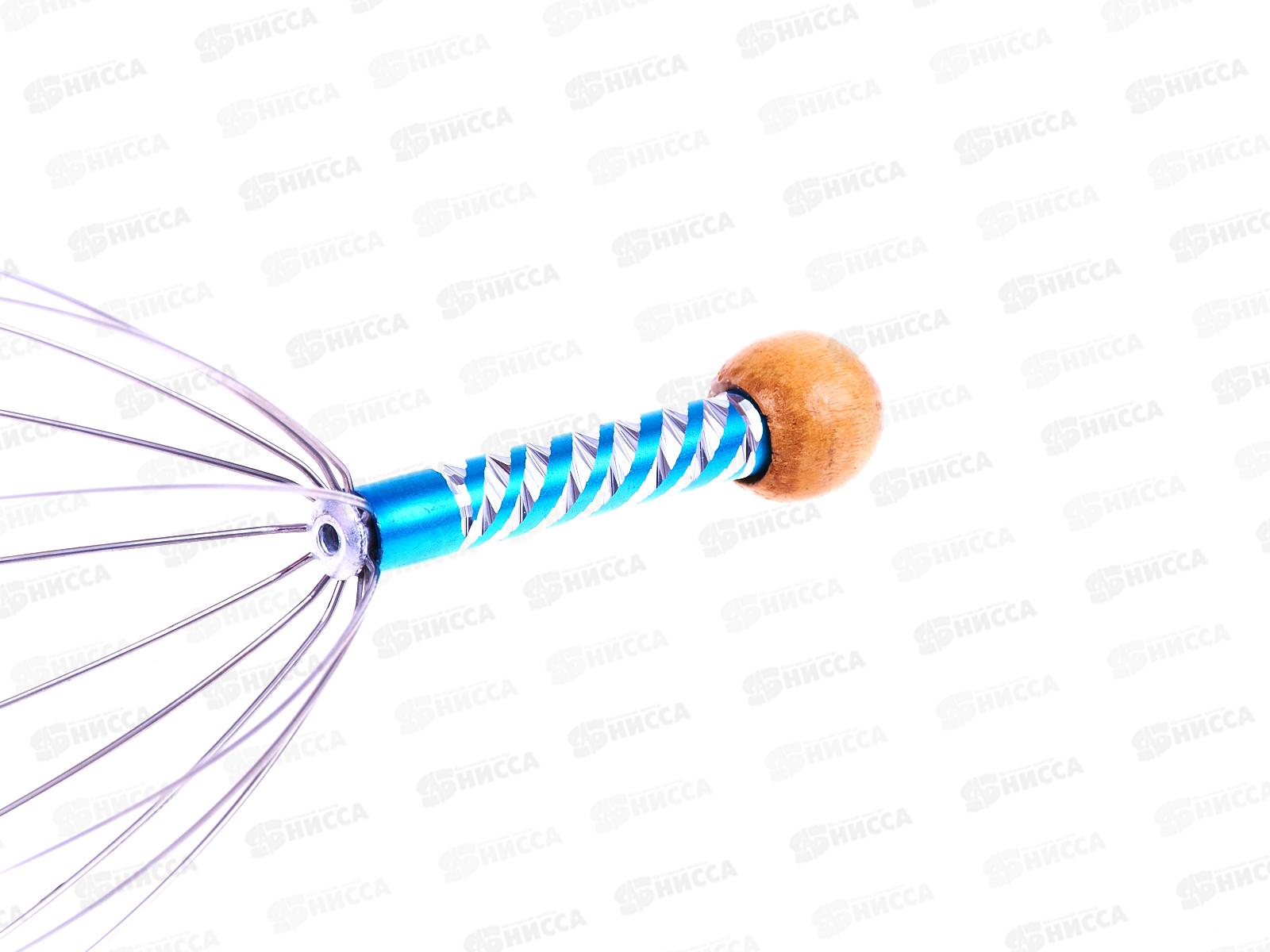 Массажер мурашка для головы металлическая+деревянная  (21304)  Ж