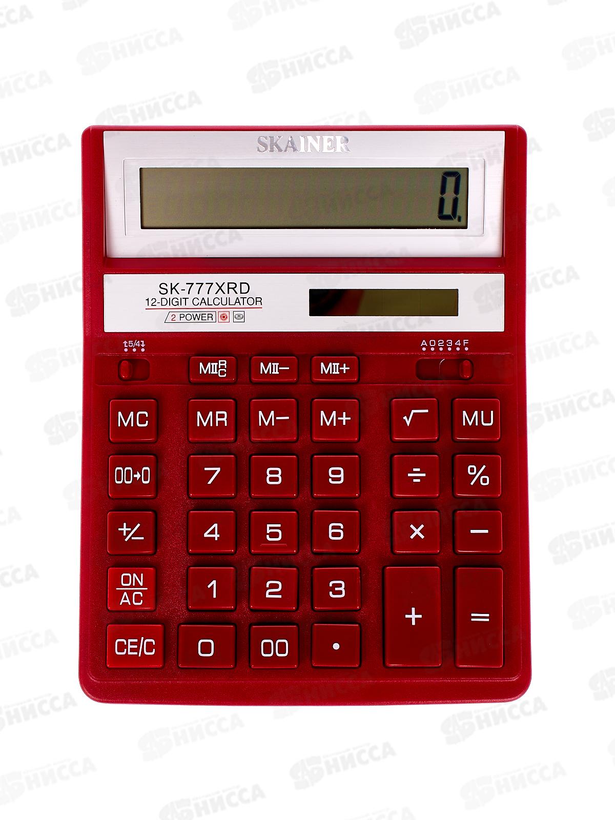 Калькулятор SKAINER SK-777XRD 12 разрядный, красный, бухгалтерский, настольный