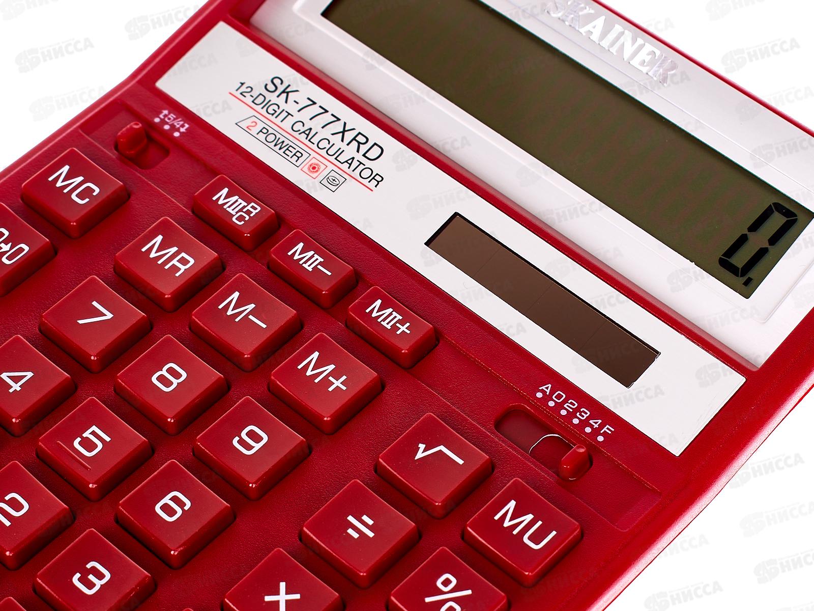 Калькулятор SKAINER SK-777XRD 12 разрядный, красный, бухгалтерский, настольный