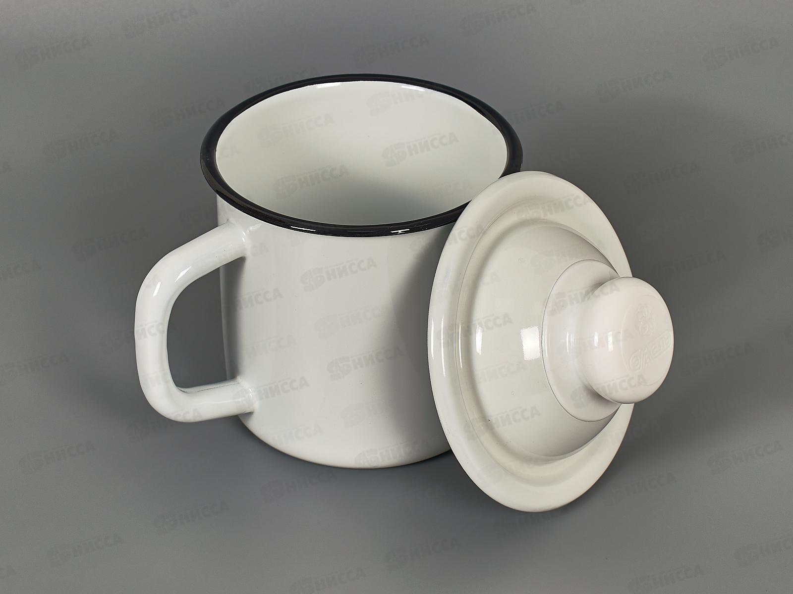 Кружка 1,0л эмалированная с крышкой. 01-0207 *12