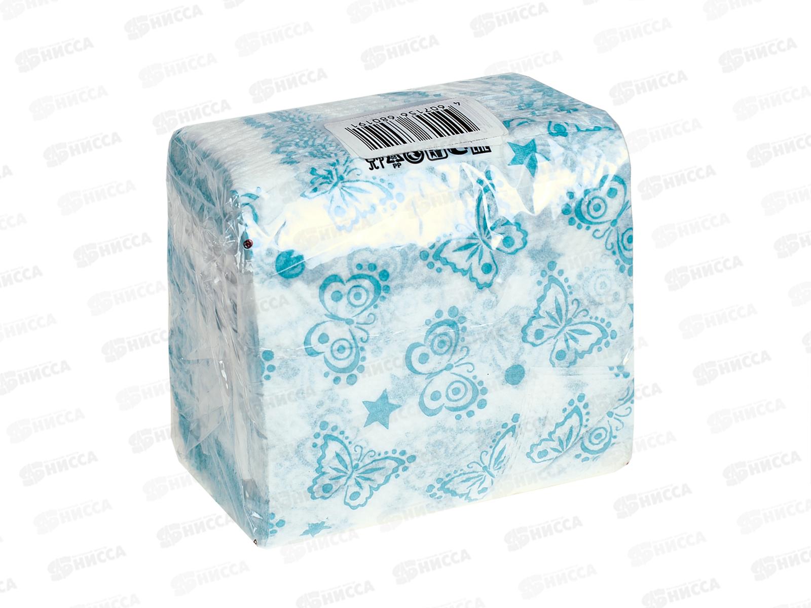 Салфетки ДУЭТ 100шт бабочка бирюза *50