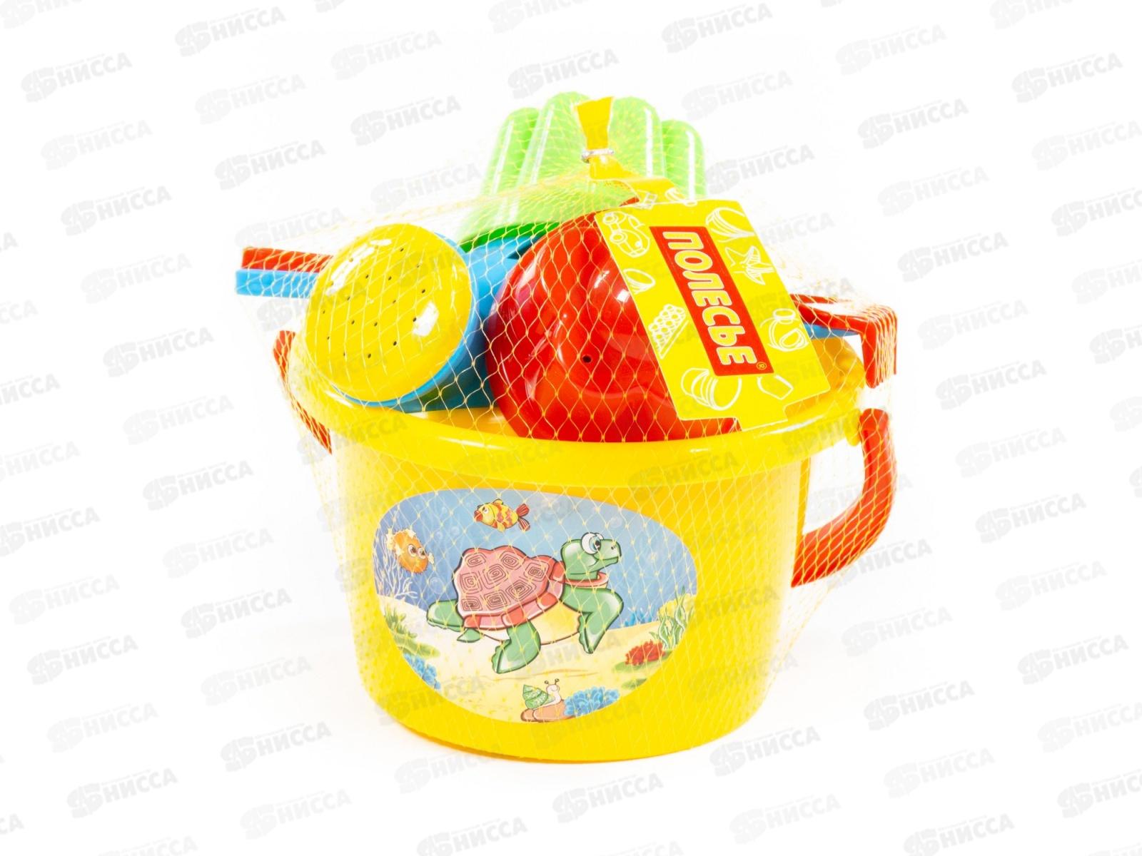 Набор песочный №205, 4375 (ведро среднее+грабли+2формы+лейка)  *24