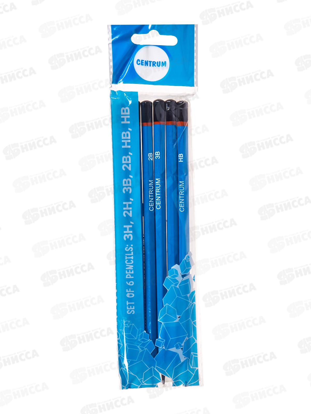 Карандаш чернографитный  CENTRUM  6шт (Н,2Н,3Н,В,2В,3В), 80748 *24