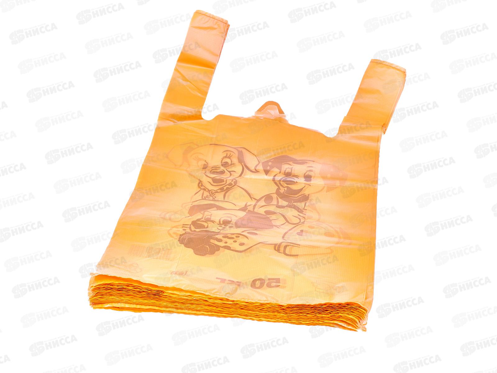 Пакет майка ПНД 30*55*30мкм Далматины оранжевые *50/1000