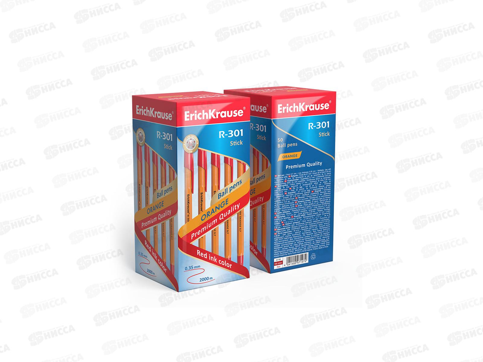 Ручка шариковая EK43196 R-301, красная *50