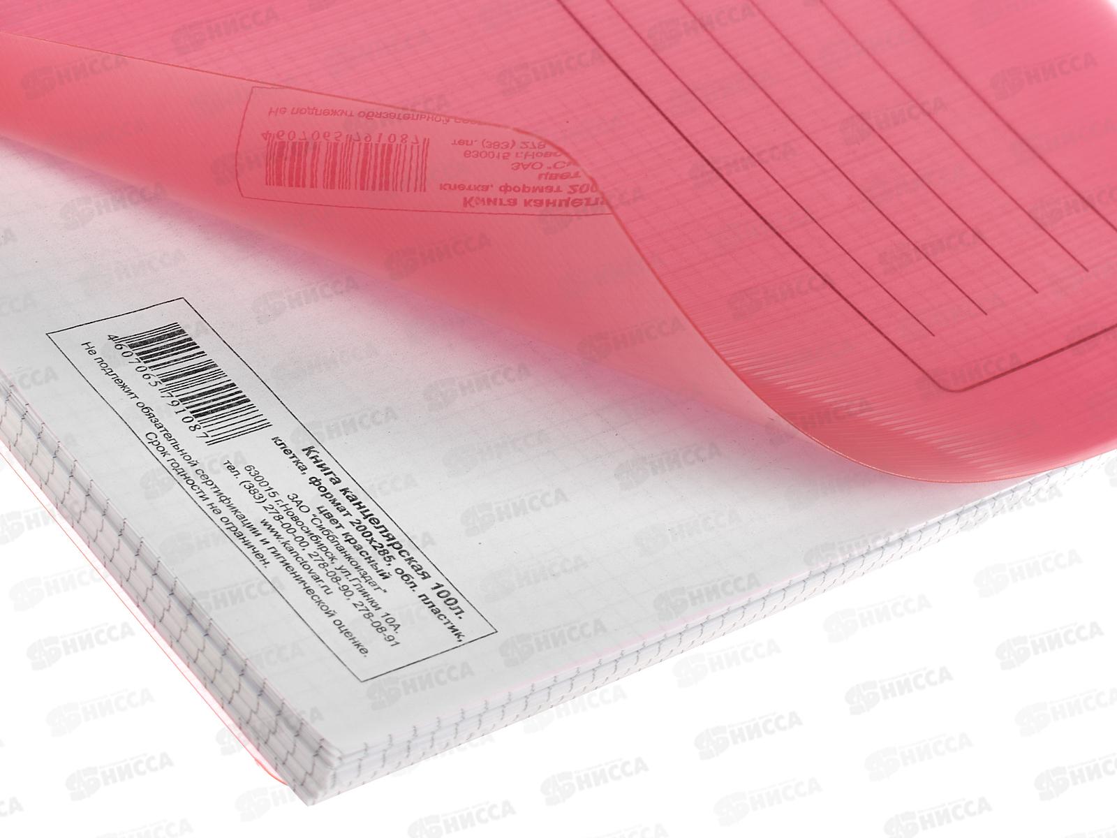 Книга канцелярская 100л клетка СБ красная пластиковая обложка, на гребне *5