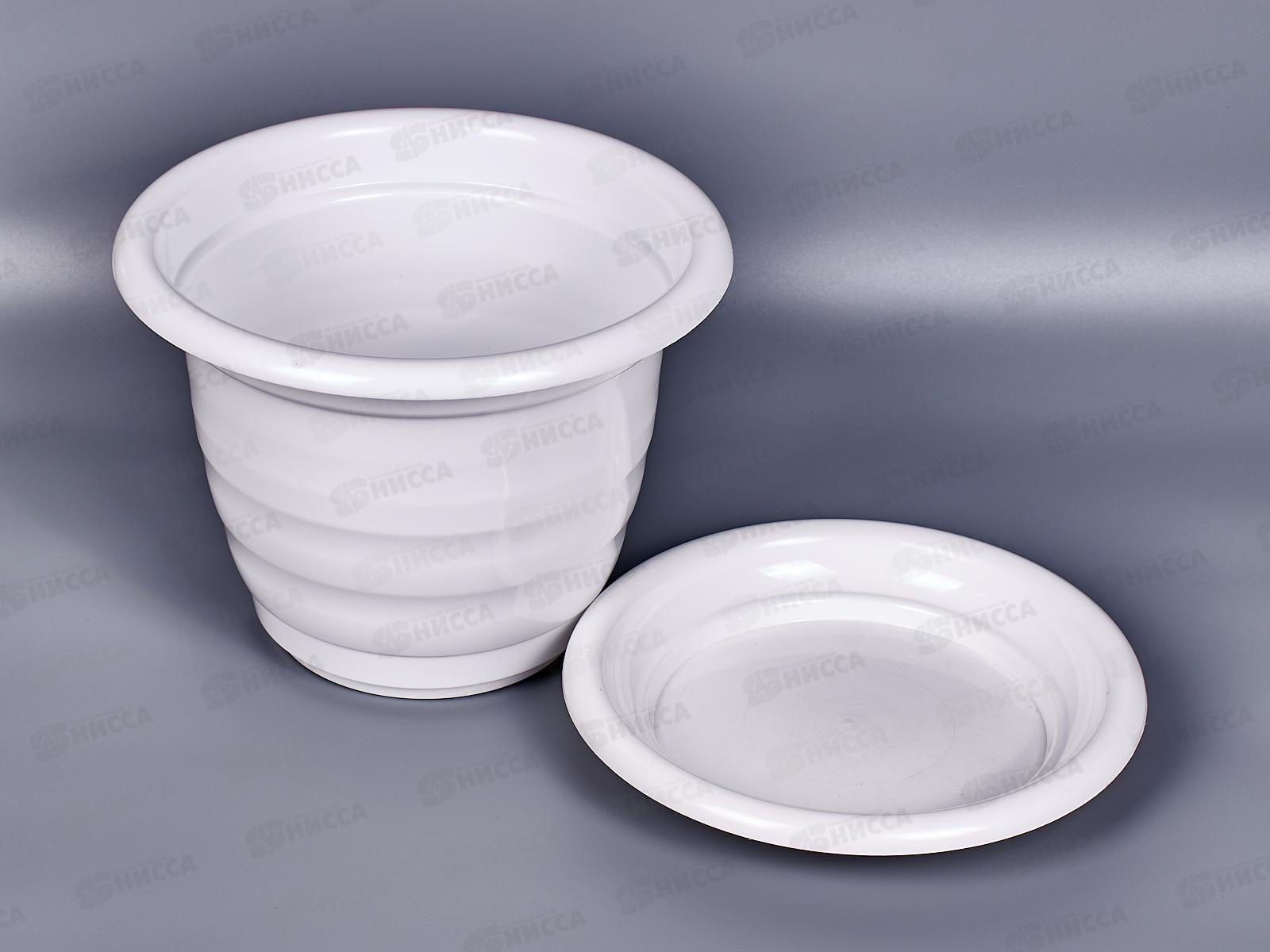 Горшок цветочный &quotВиола&quot 3,5 л с поддоном (белый) *18 М1339