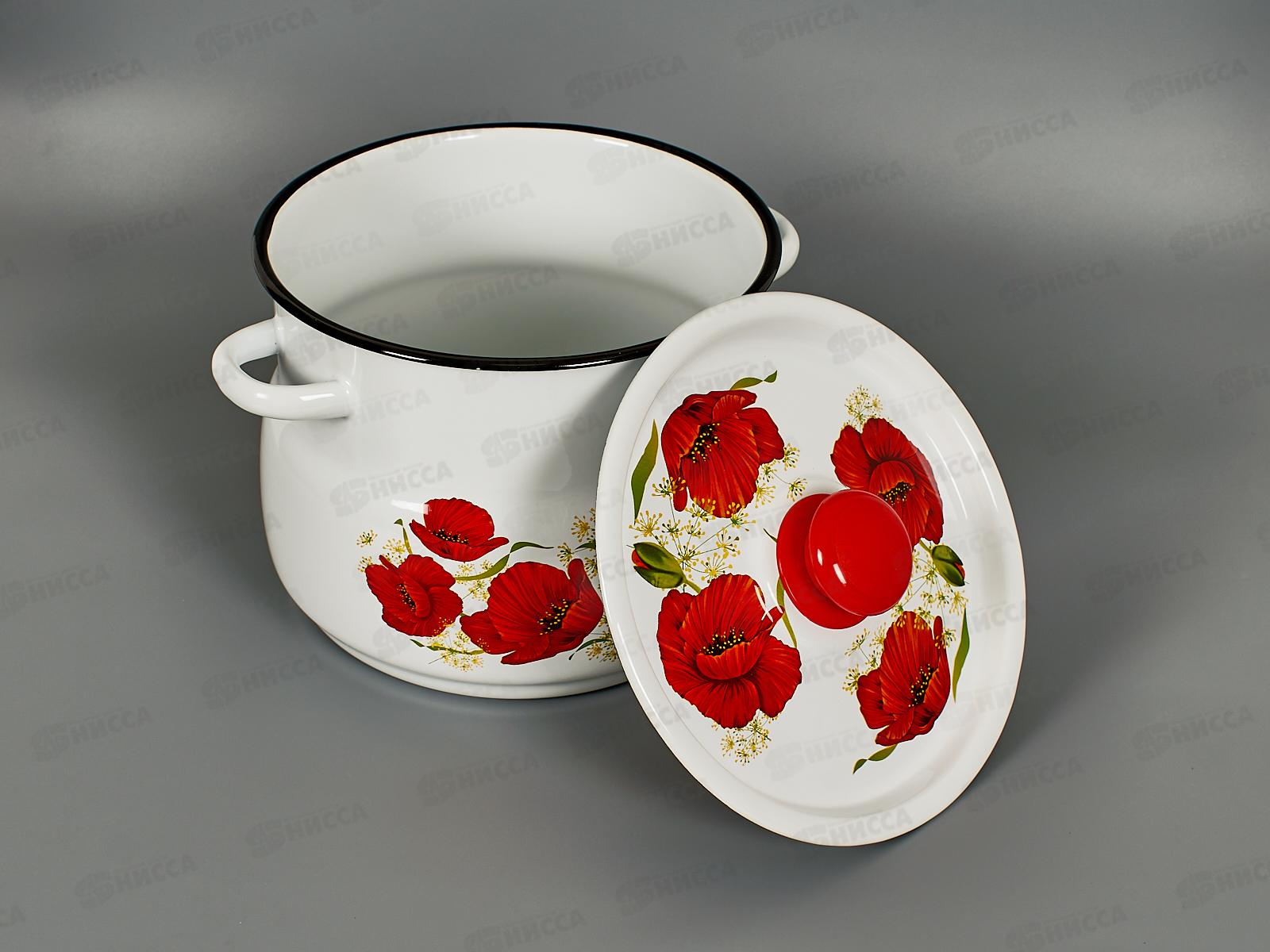 Кастрюля 5,5л сферическая декорированная белая крышка, деколь С1917.39 *4