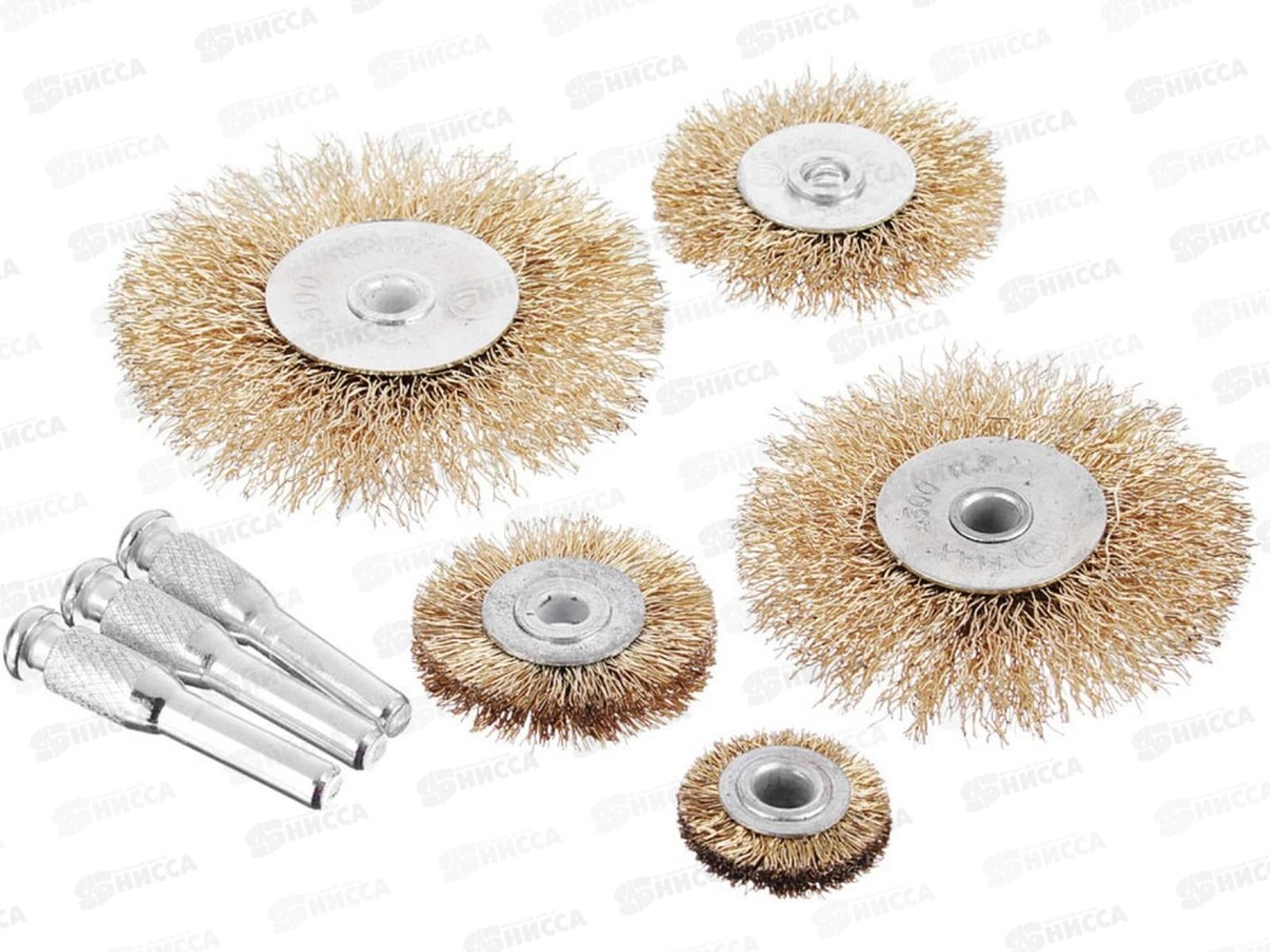 Набор щеток металлических со шпилькой 5предметов (25,38,50,63,75мм-плоские) ЕРМАК 656-034  г