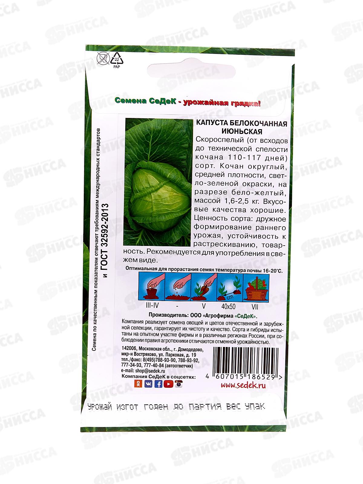 Капуста Июньская белокочанная (Евро, 0,5  9584) СеДек +