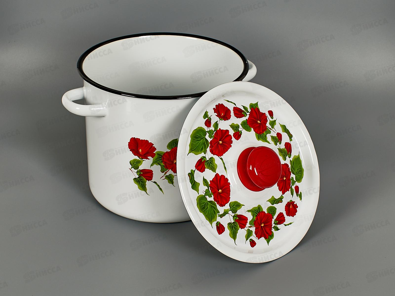 Кастрюля 5,5л цилиндрическая декорированная белая крышка, деколь С1617.39 *4