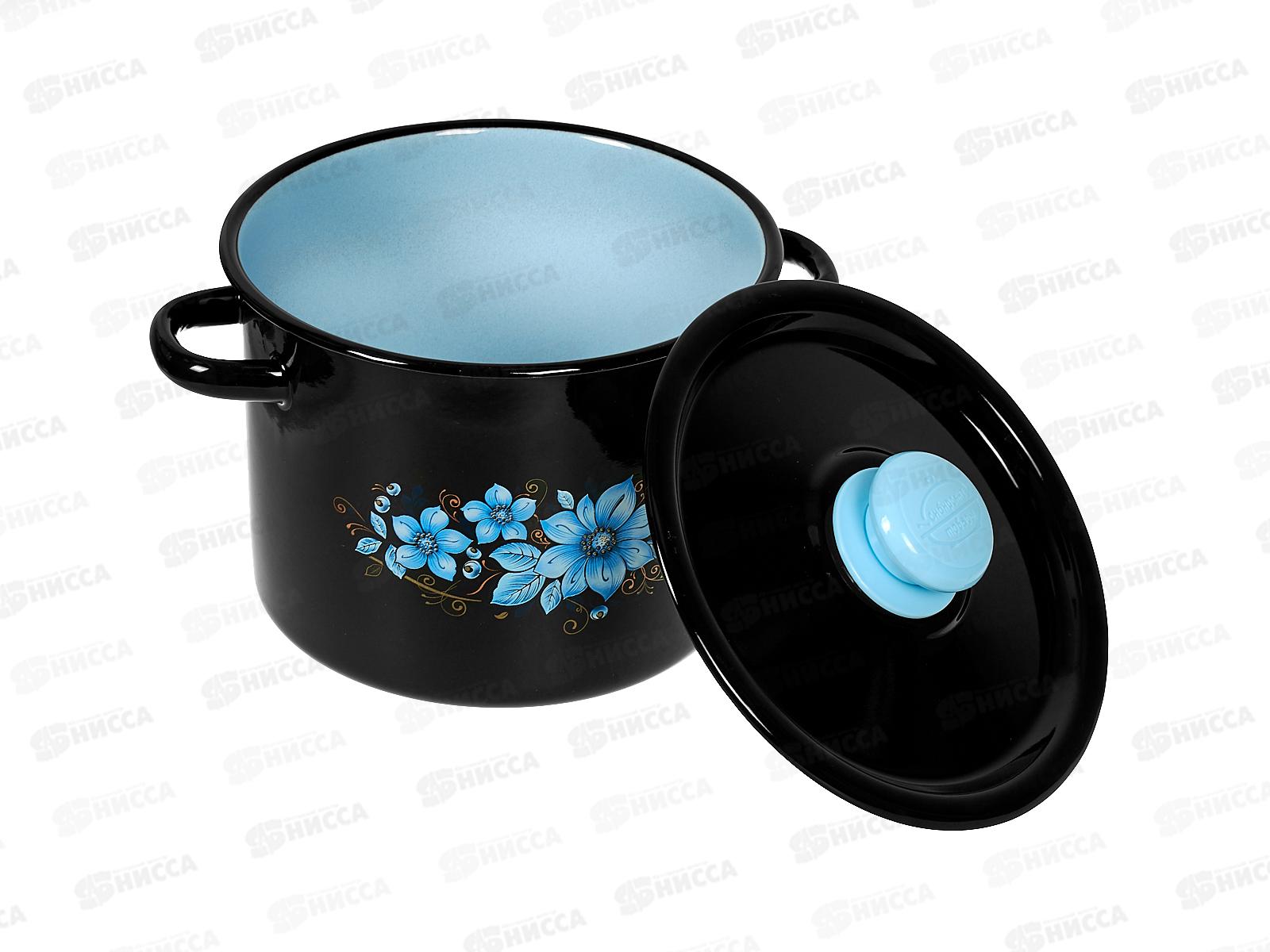 Кастрюля 3,5л цилиндрическая декорированная черная с пластиковой кнопкой С1612.36 *4