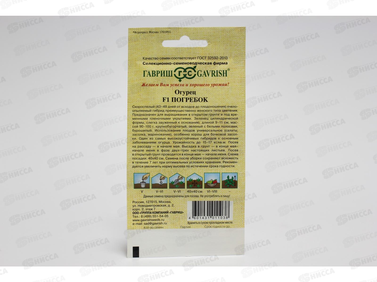 Огурец Погребок 10 штук  Семена от автора  *10 ГШ +