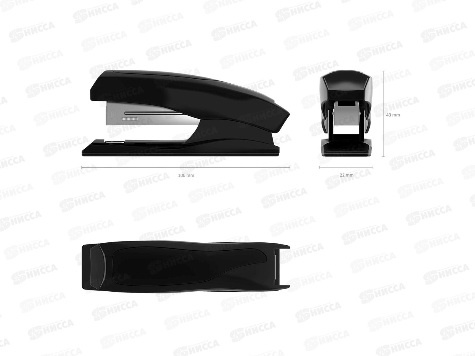 Степлер №10 Erich Krause 2167 Elegance, до 15 листов, черный  *24/288