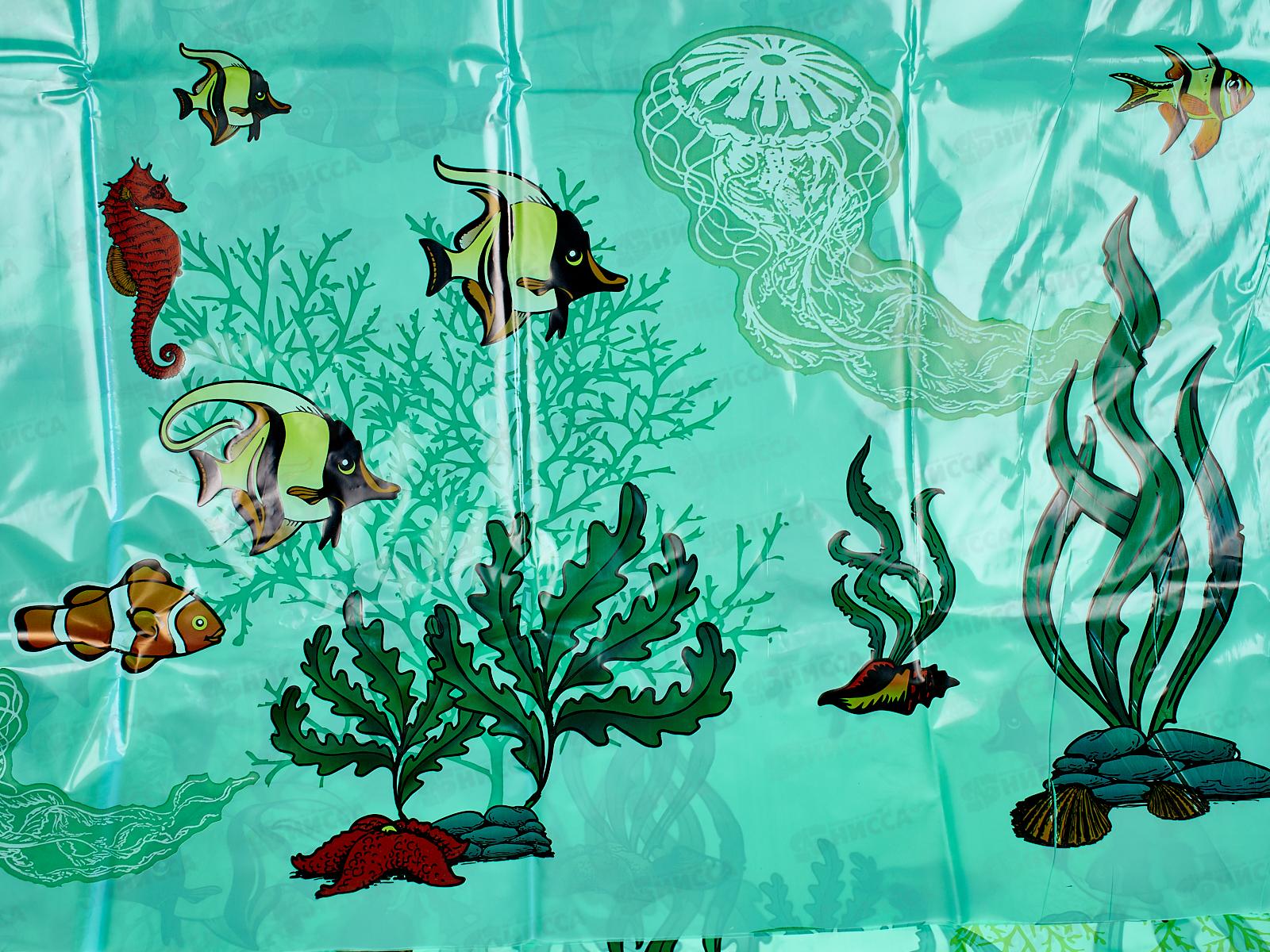 Штора в ванну полиэтиленовая 180*180 Водоросли *40