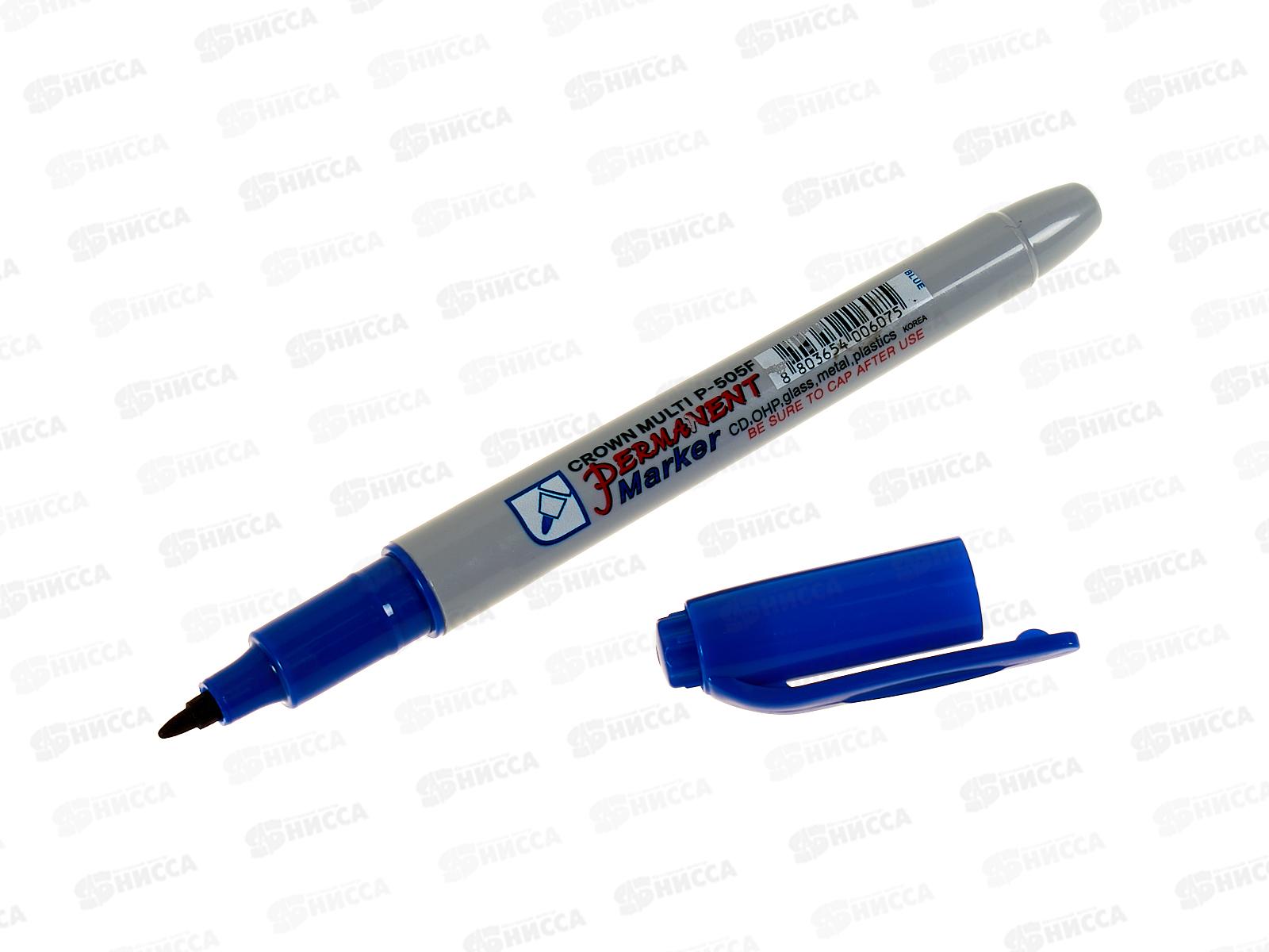 Маркер CROWN перманентный  синий, P-505-F *12/1152