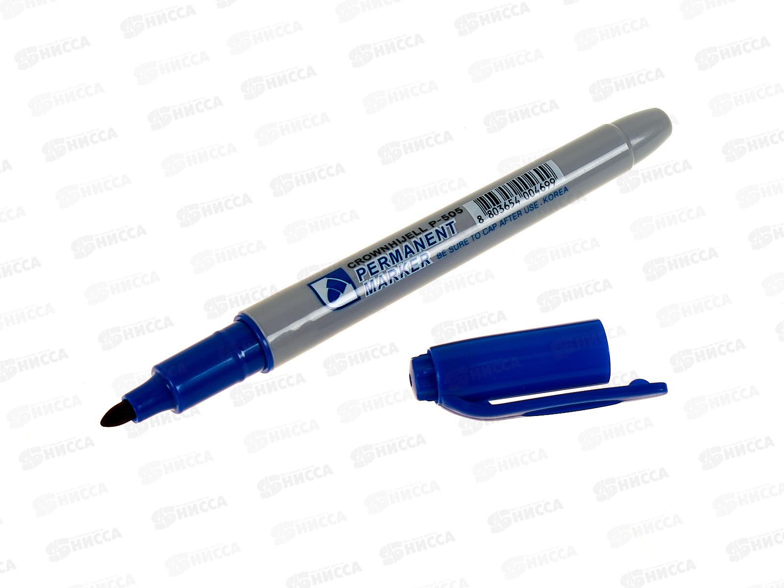 Маркер CROWN перманентный толстый , синий, P-505 *12