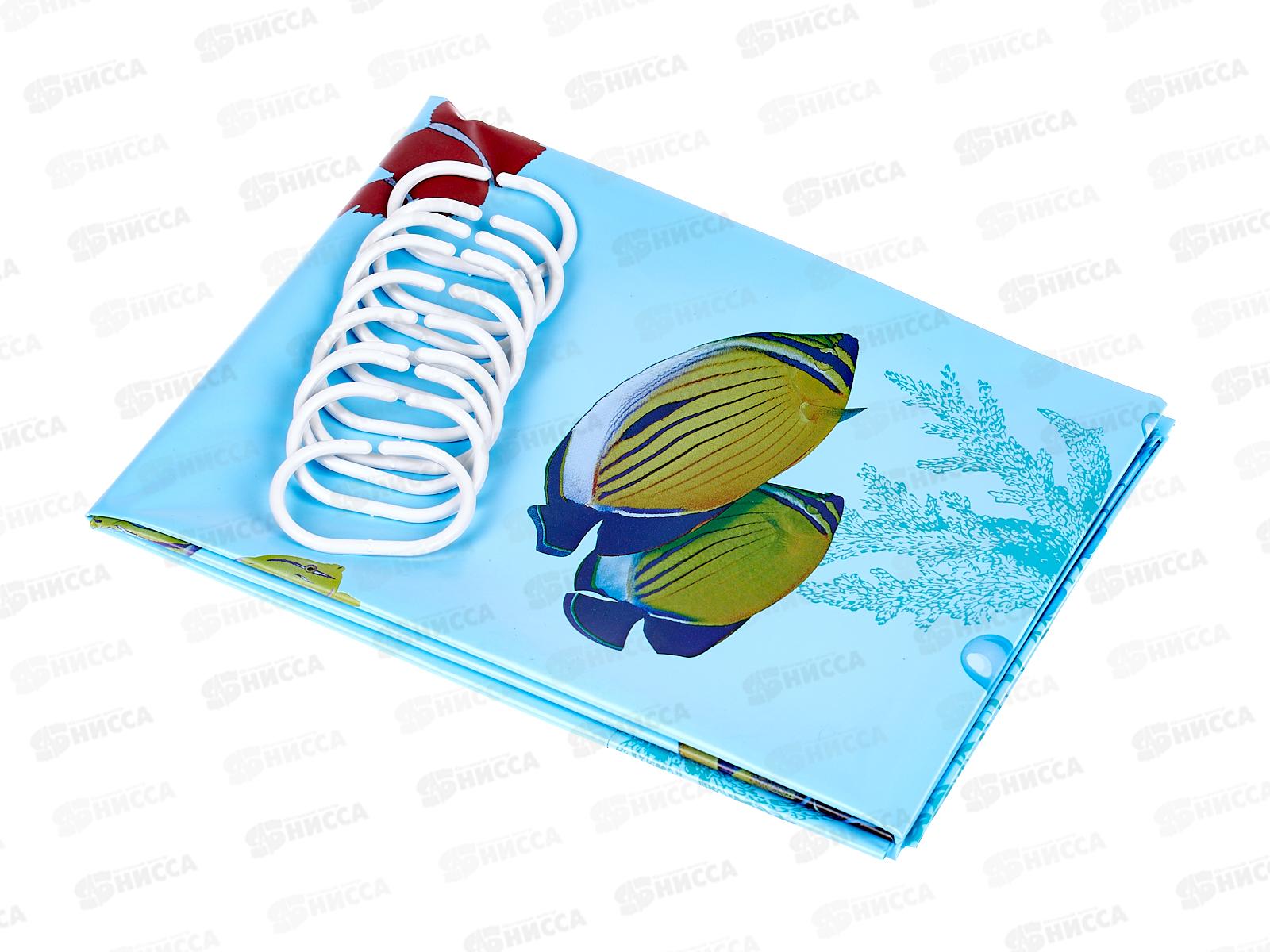 Штора в ванну полиэтиленовая 180*180 Кораллы  *40