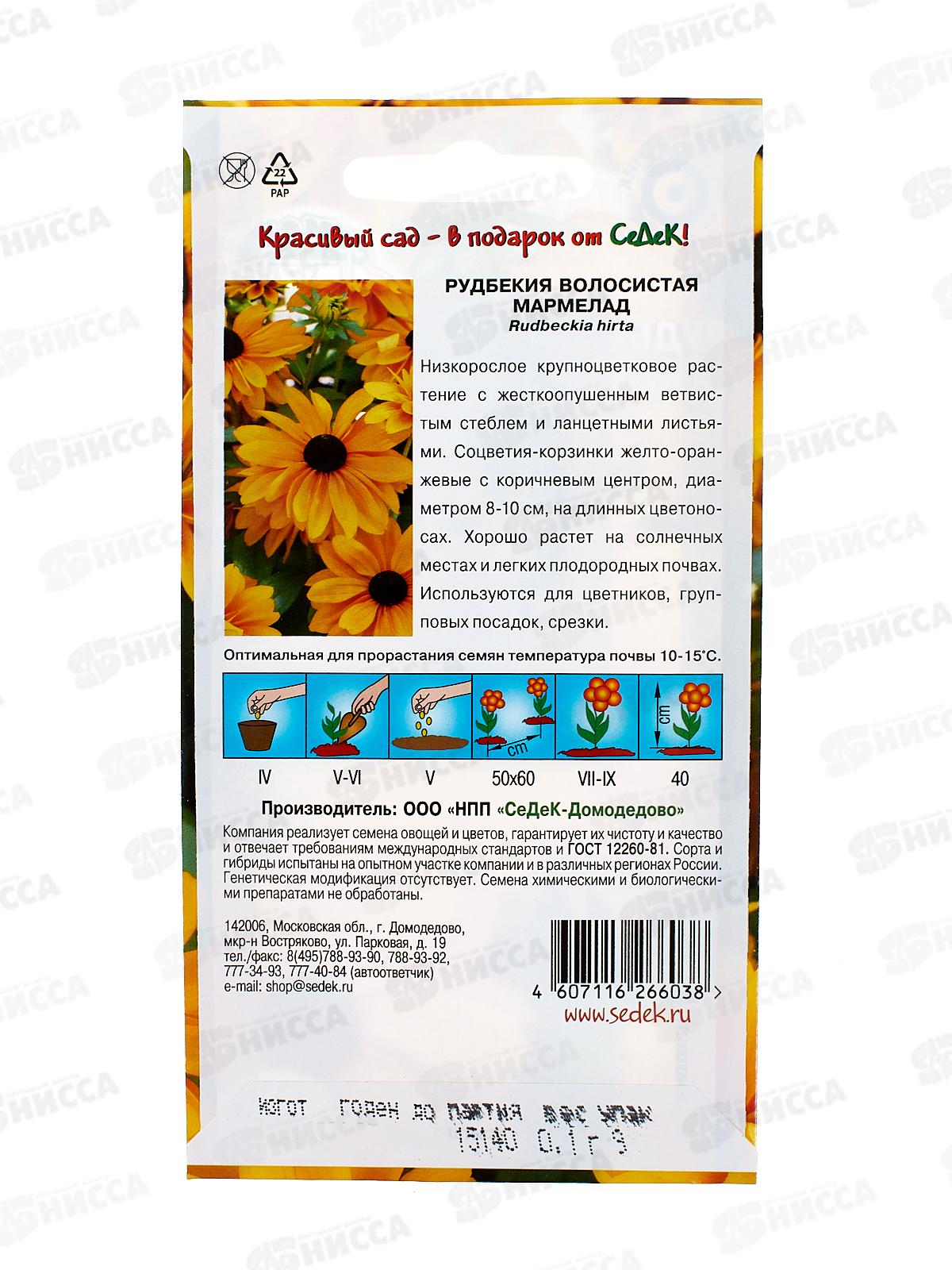 Рудбекия Мармелад (волосистая,желто-оранжевая) (Евро 0,1) СеДек *10 +