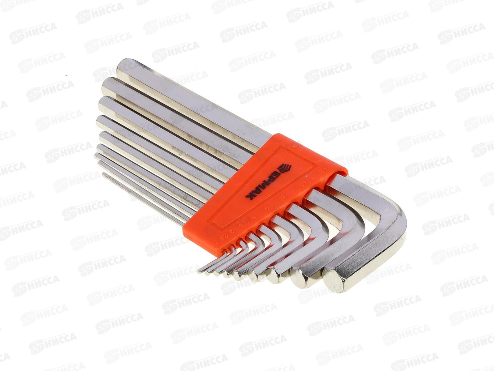 Набор ключей-шестигранников ЕРМАК 2,0-12мм, удлиненные, 9штук (012)  657-012 г