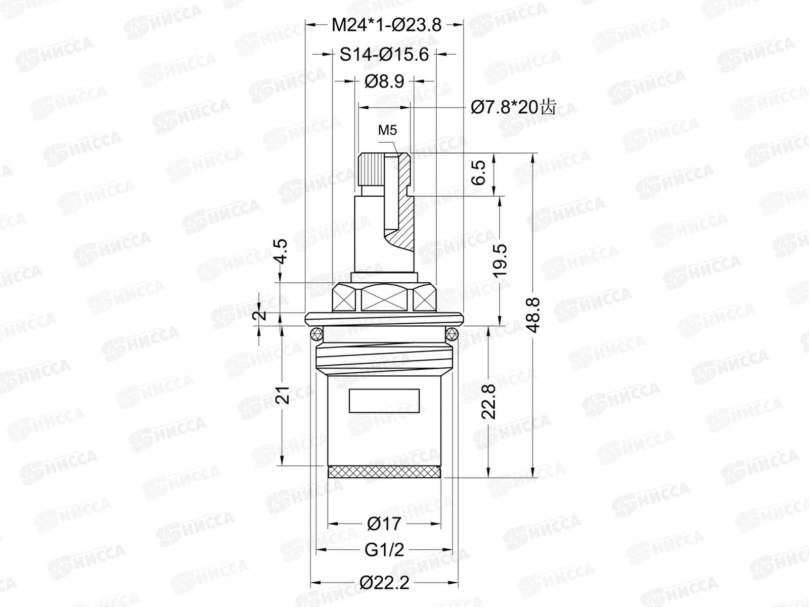 Кран-букса 1/2 керамический  Violet под крест. *40 г