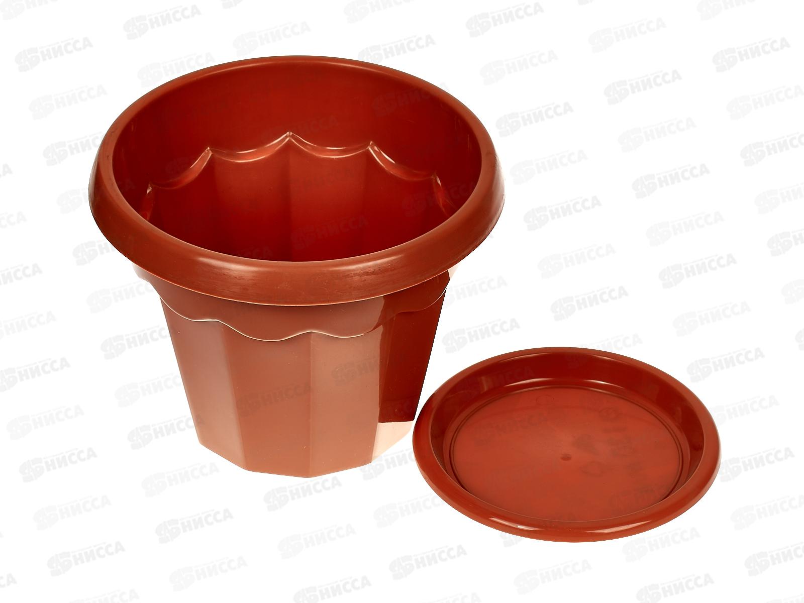 Горшок цветочный &quotГармония&quot 1,5л с поддоном (коричневый) *30 М1574