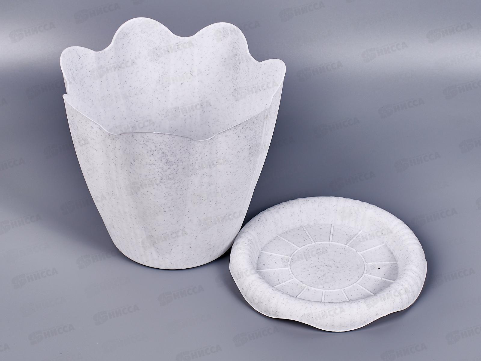 Горшок Эдельвейс-1,5л Мраморный  16см с поддоном  (20) АП С191М