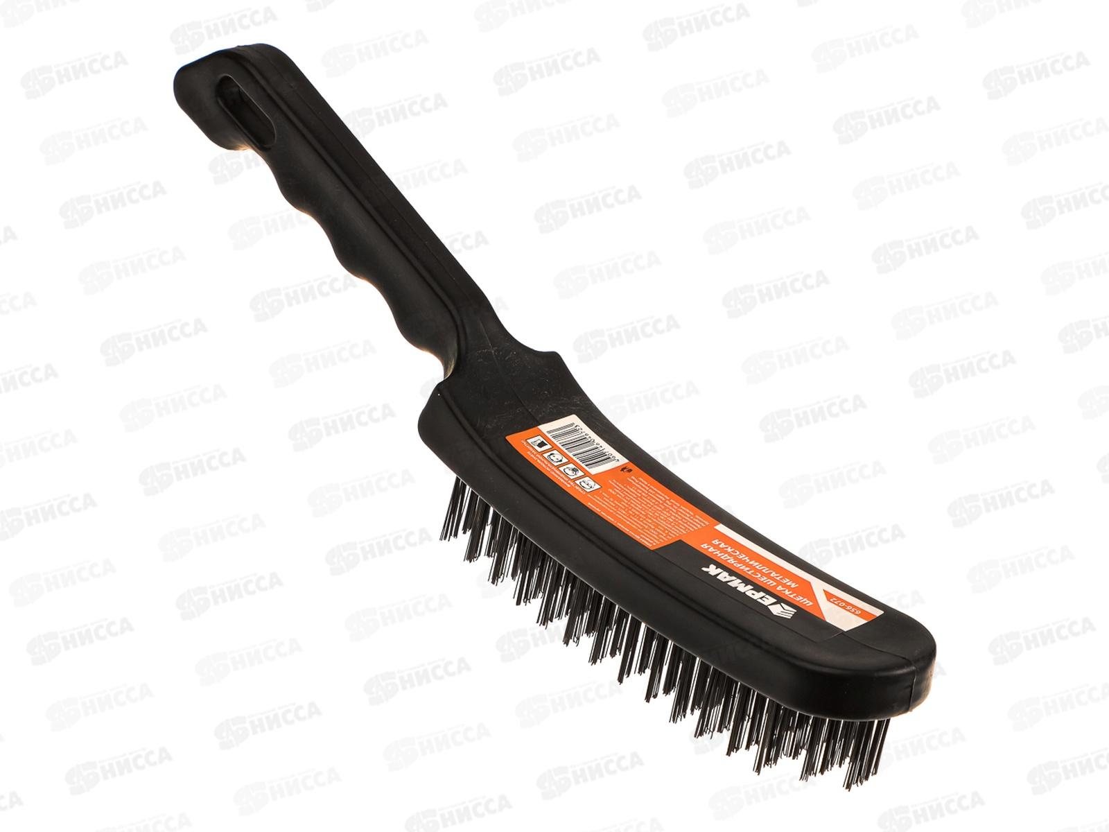 Щетка металлическая с пластиковой ручкой 6-ти рядная 656-072   г