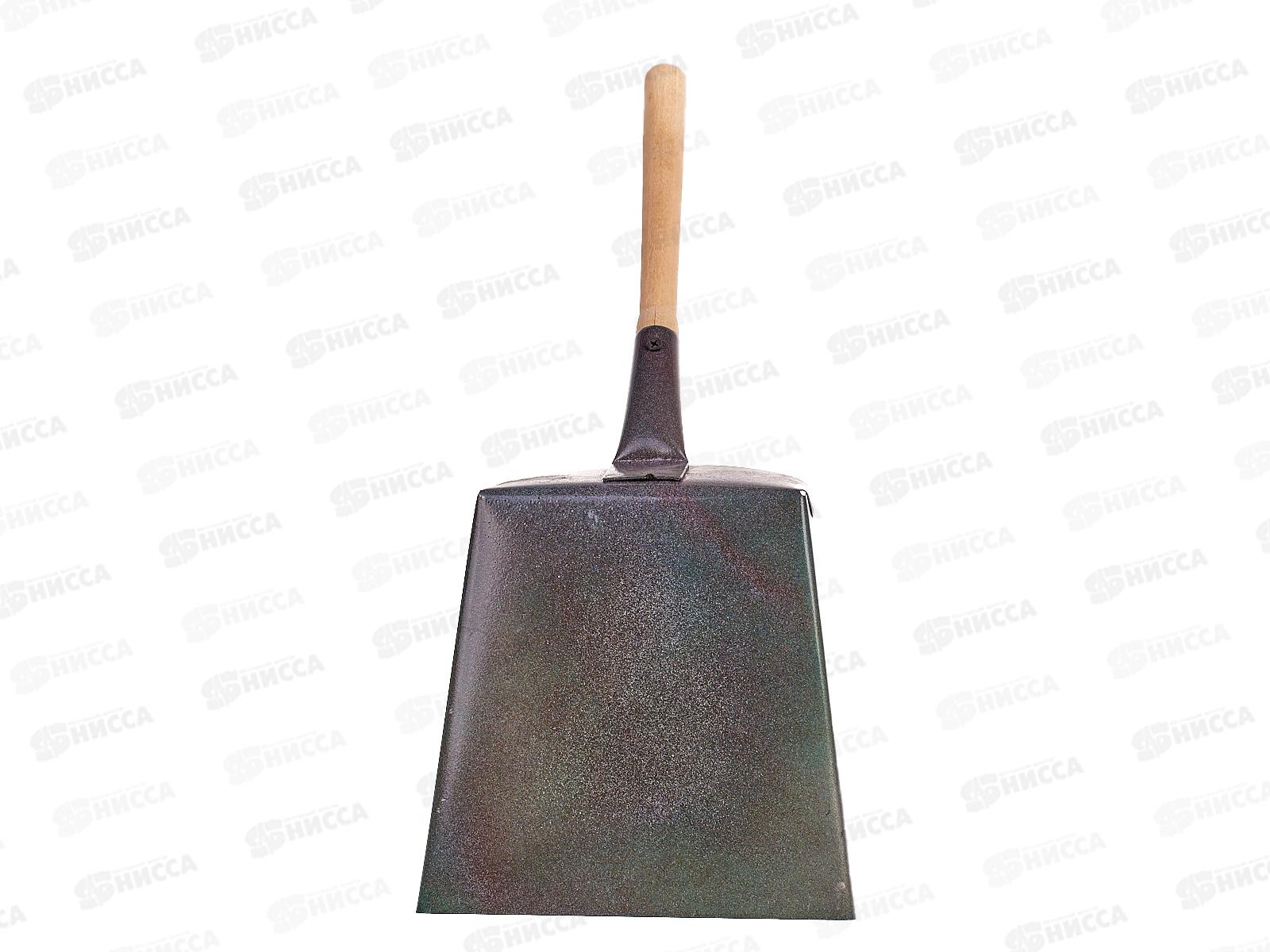 Совок хозяйственный с деревянной ручкой широкий