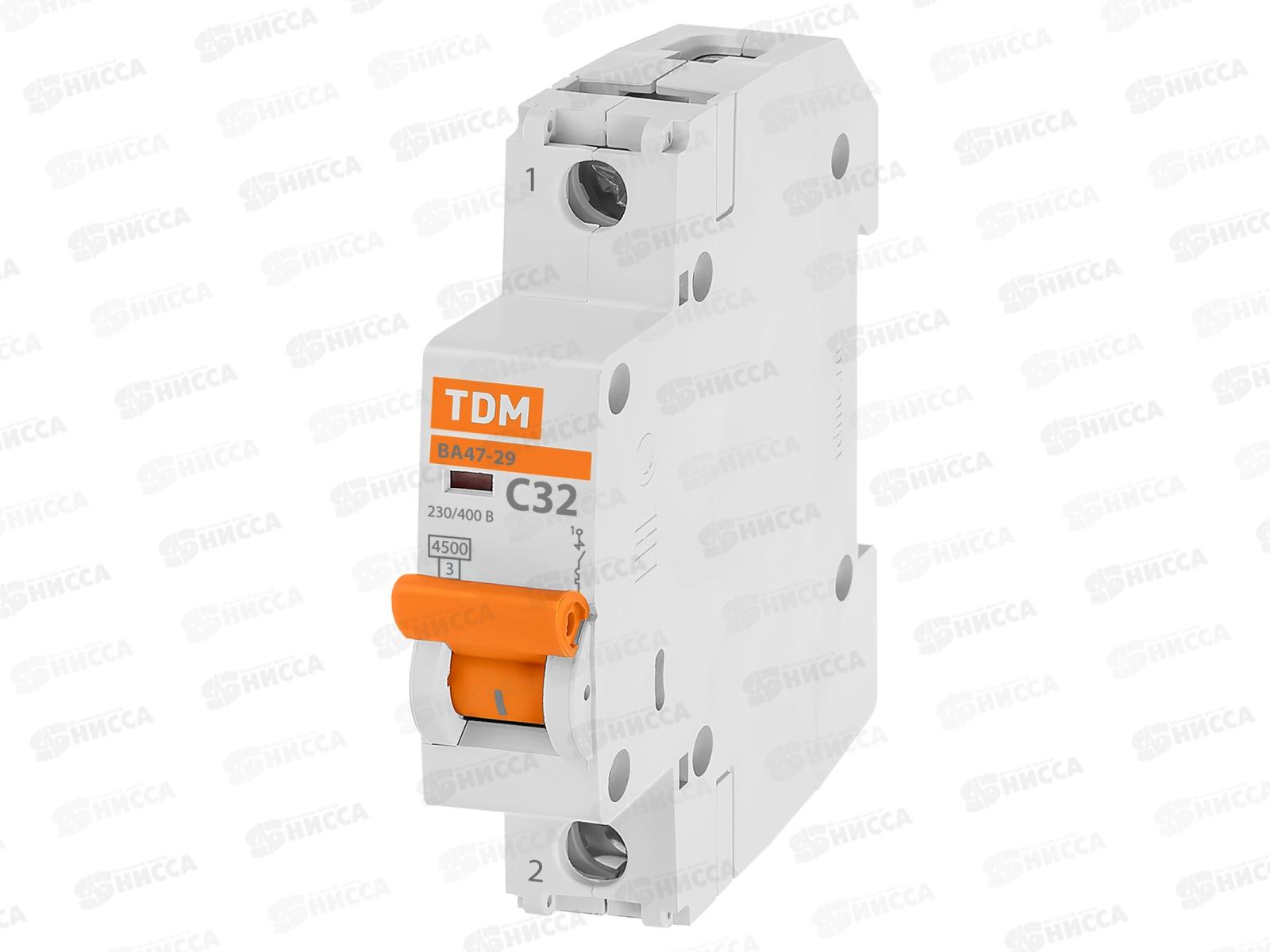 Автоматический выключатель ВА47-29 1P 32А 4,5кА C TDM, 0078 *12/120