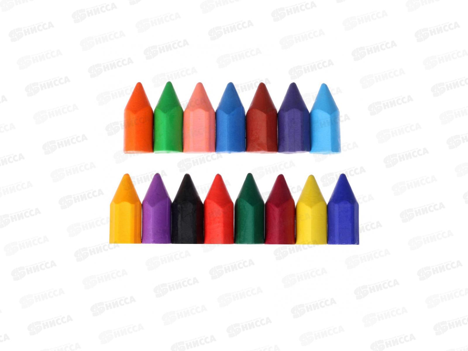 Мелки восковые ЛУЧ Кроха 15 цветов, пластиковый контейнер , 12с877-08 *18