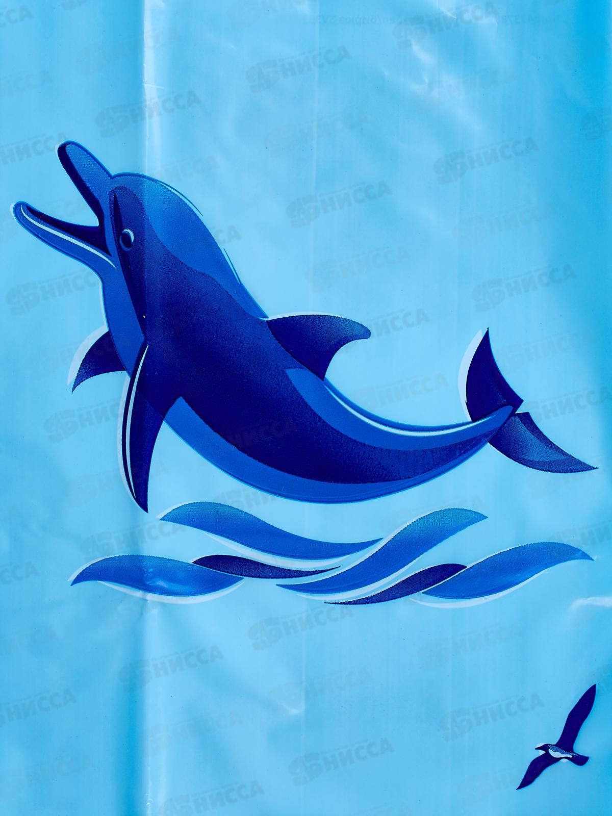 Штора в ванну полиэтиленовая 180*180 Дельфины *40