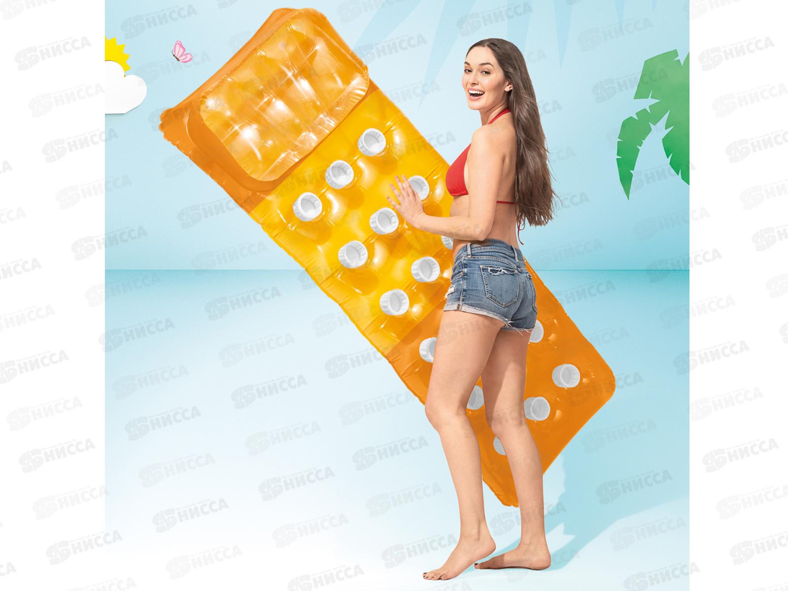 Матрас 58890 (188*71) с подстаканником и прозрачным верхом в/п  INTEX  *6