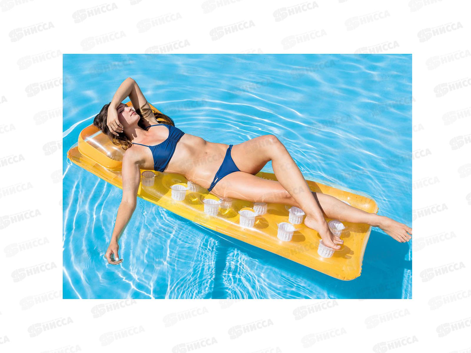 Матрас 58890 (188*71) с подстаканником и прозрачным верхом в/п  INTEX  *6