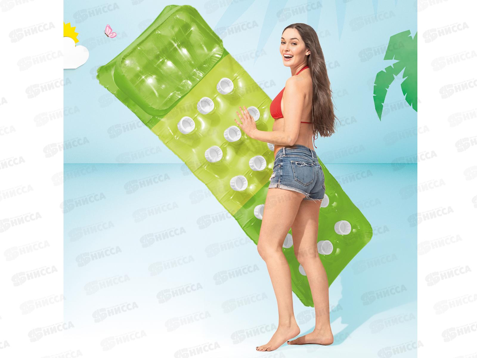 Матрас 58890 (188*71) с подстаканником и прозрачным верхом в/п  INTEX  *6