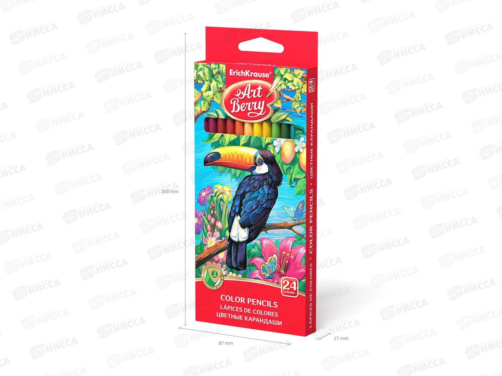 Карандаши 24 цвета EK треугольные, 32480 *6/120