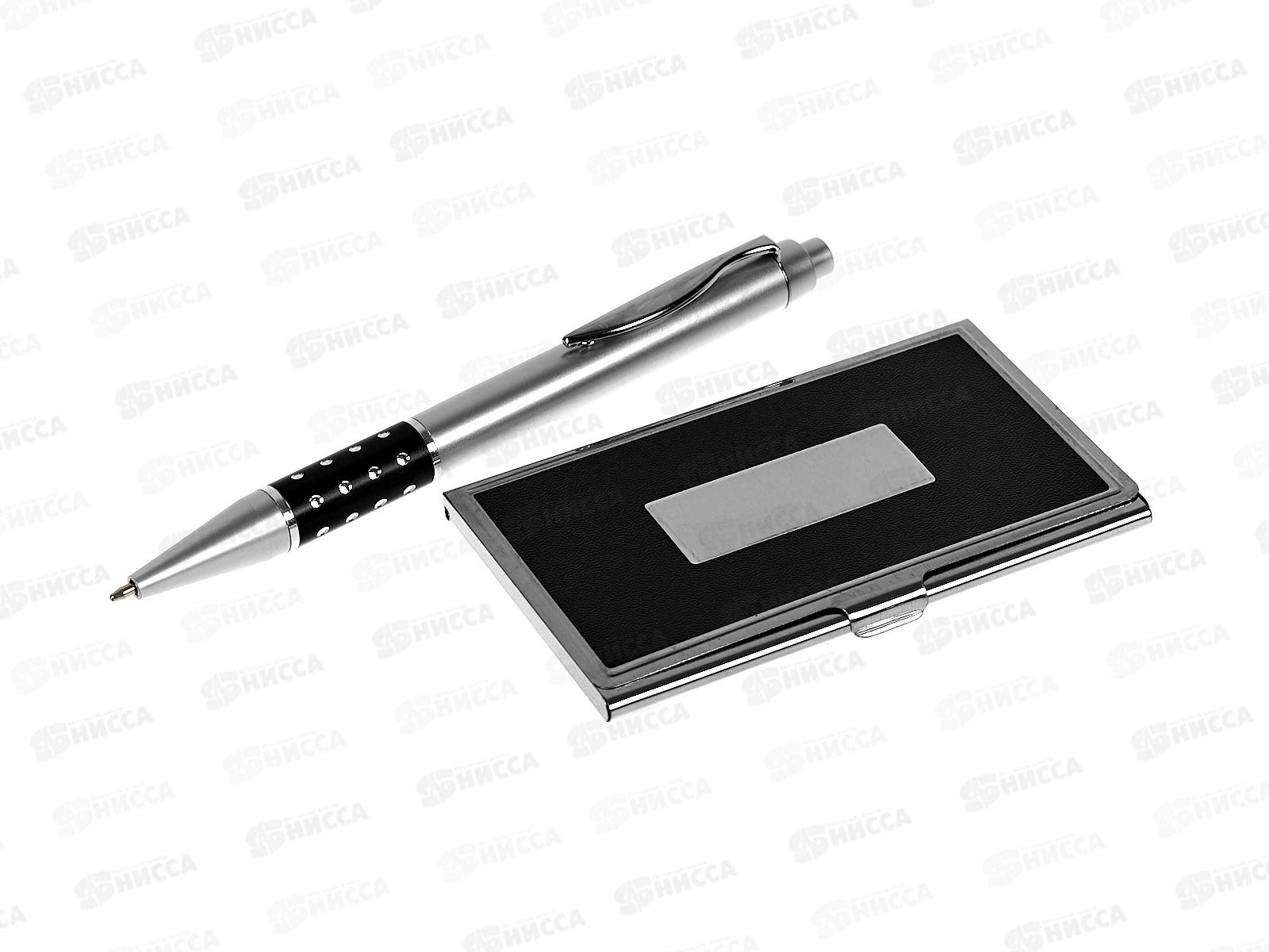 Набор подар 2в1 (ручка+визитница) черн в/б  773934