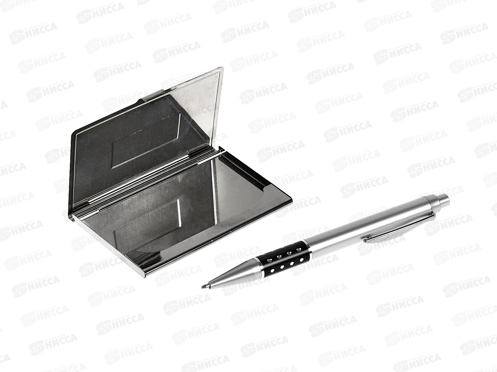 Набор подар 2в1 (ручка+визитница) черн в/б  773934