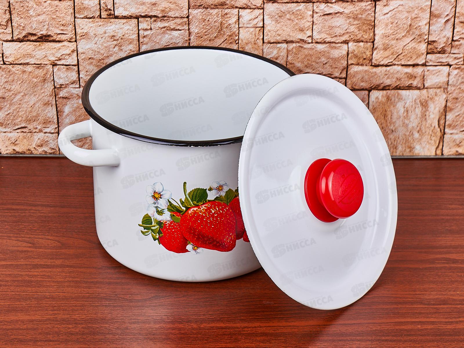 Кастрюля 3,5л цилиндрическая декорированная с пластиковой кнопкой С1612.3 *4